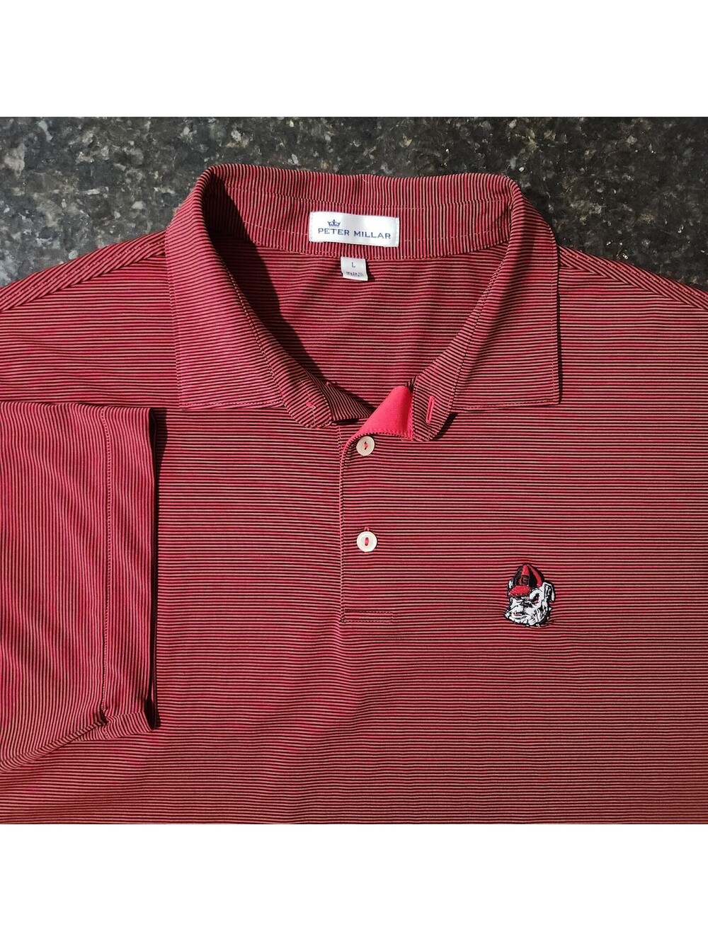 Peter Millar Georgia Bulldogs UGA Performance Stretch Striped Polo Golf Game Day